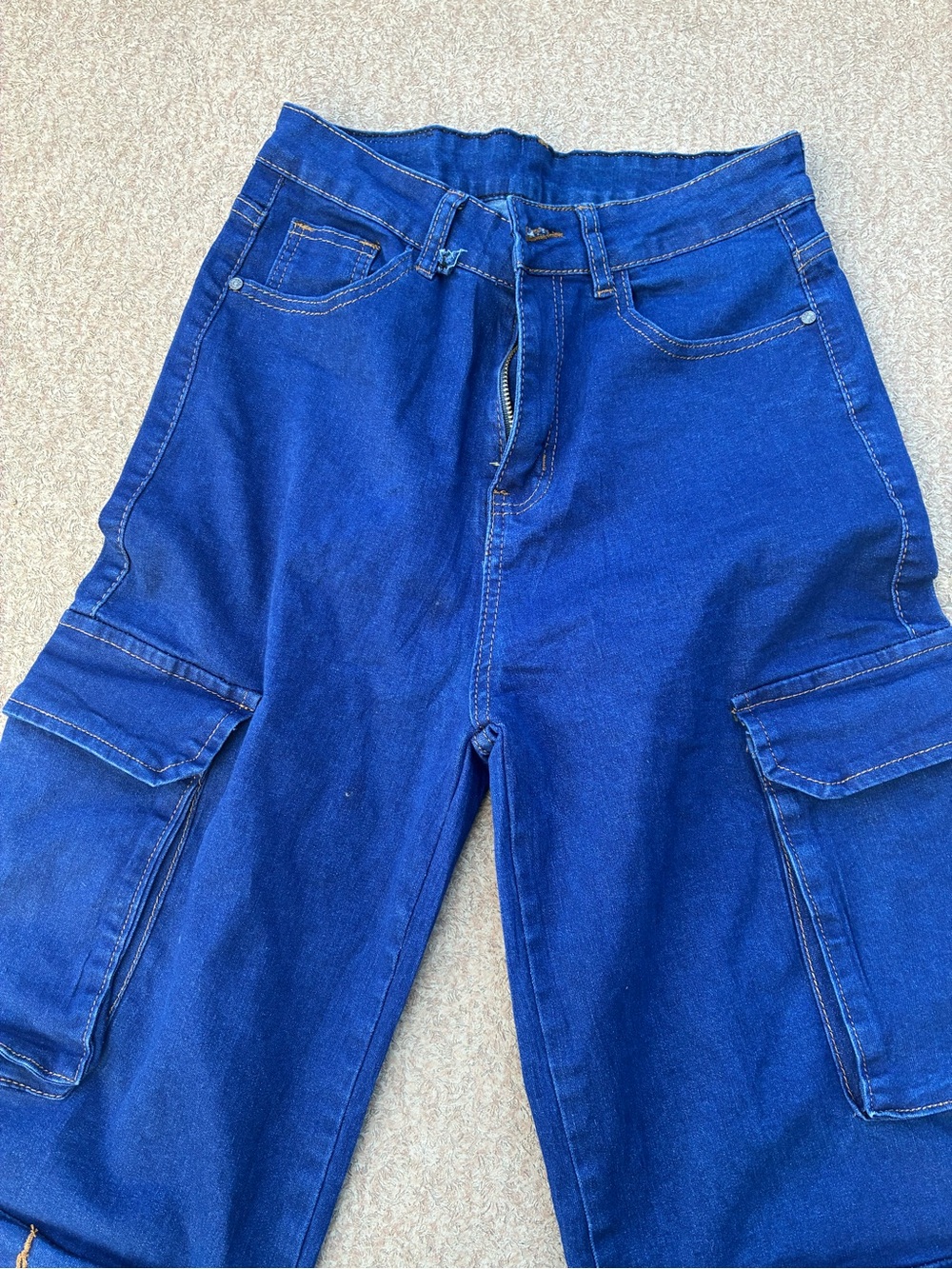 Zara Women's Royal Blue Boyfriend Cargo Jeans